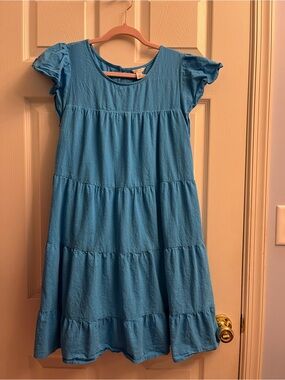 Cato Light Blue Tiered Short-Sleeve Women’s Dress Medium NWOT